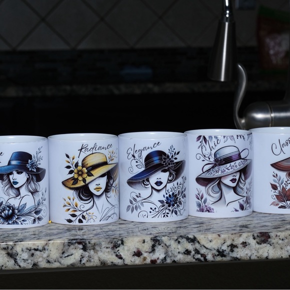 Custom Made Chic Lady with Floral Hat Ceramic Mug (11 oz) - Picture 4 of 5